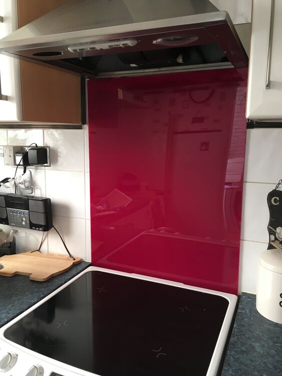 Deep Pink Acrylic Kitchen Splashback