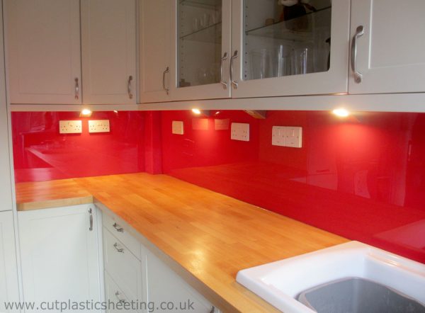 Red Acrylic Kitchen Splashback (Gloss Finish)