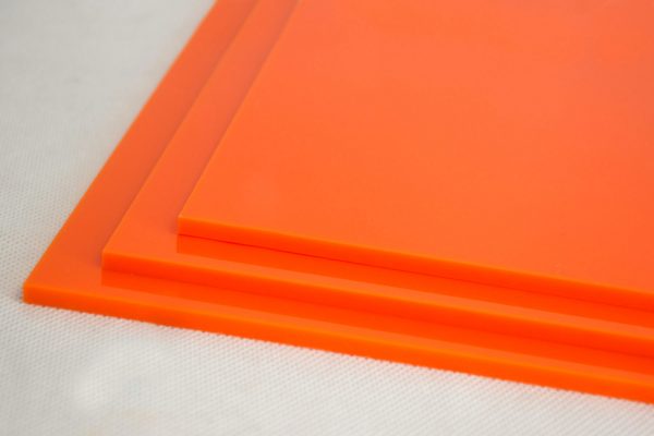 100% Recycled Orange Greencast Acrylic Sheet (Gloss Finish)