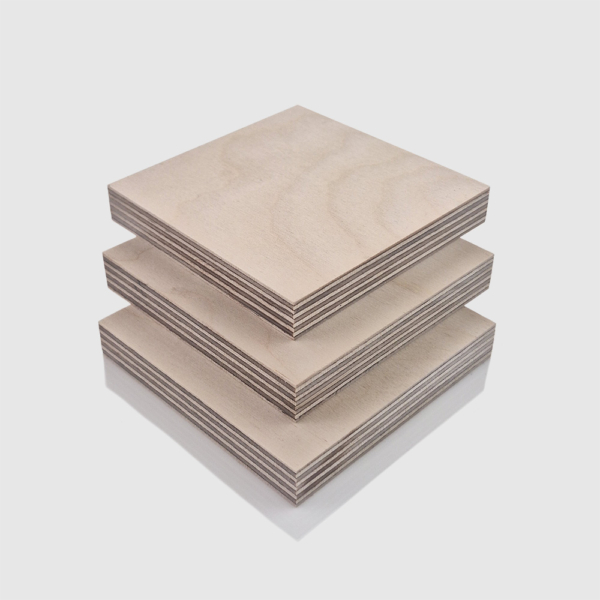 12mm BB/BB Birch Plywood sheets stacked on top of each other, in an orderly arrangement.