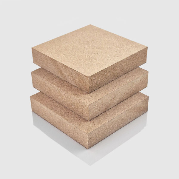 18mm thick MDF sheets stacked on top of each other, in an orderly arrangement.