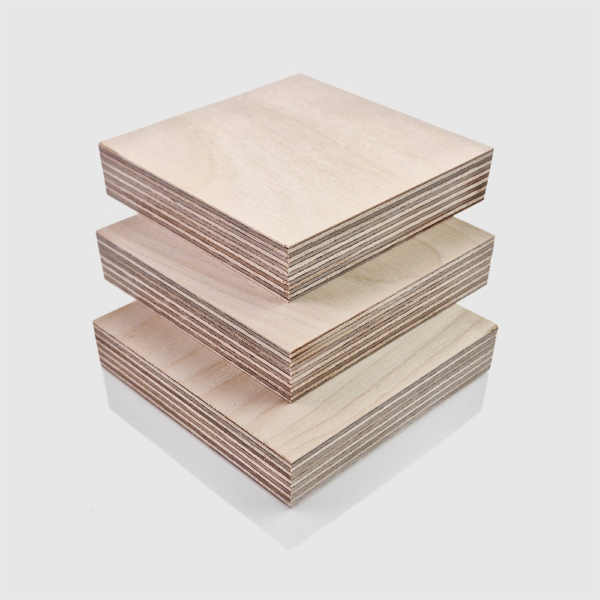 18mm BB/BB Birch Plywood sheets stacked on top of each other, in an orderly arrangement.