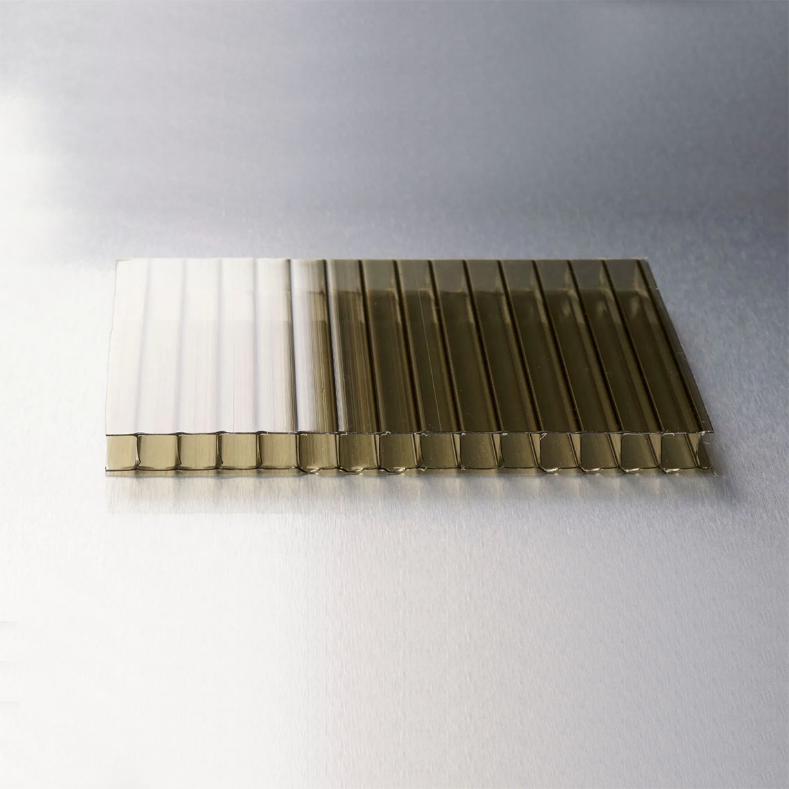 16mm Light Bronze Twinwall Sheets Cut To Size A light bronze 10mm thick sheet of twinwall polycarbonate.