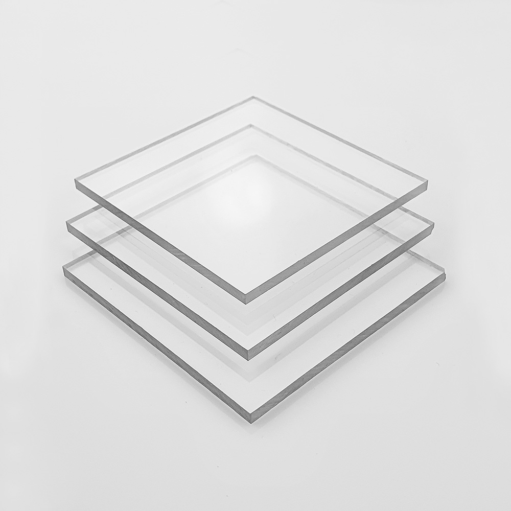 A stack of clear polycarbonate sheets.