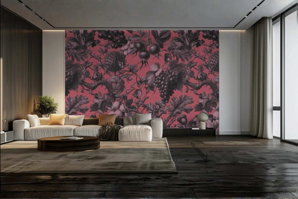 A large feature wall panel in a large living space.